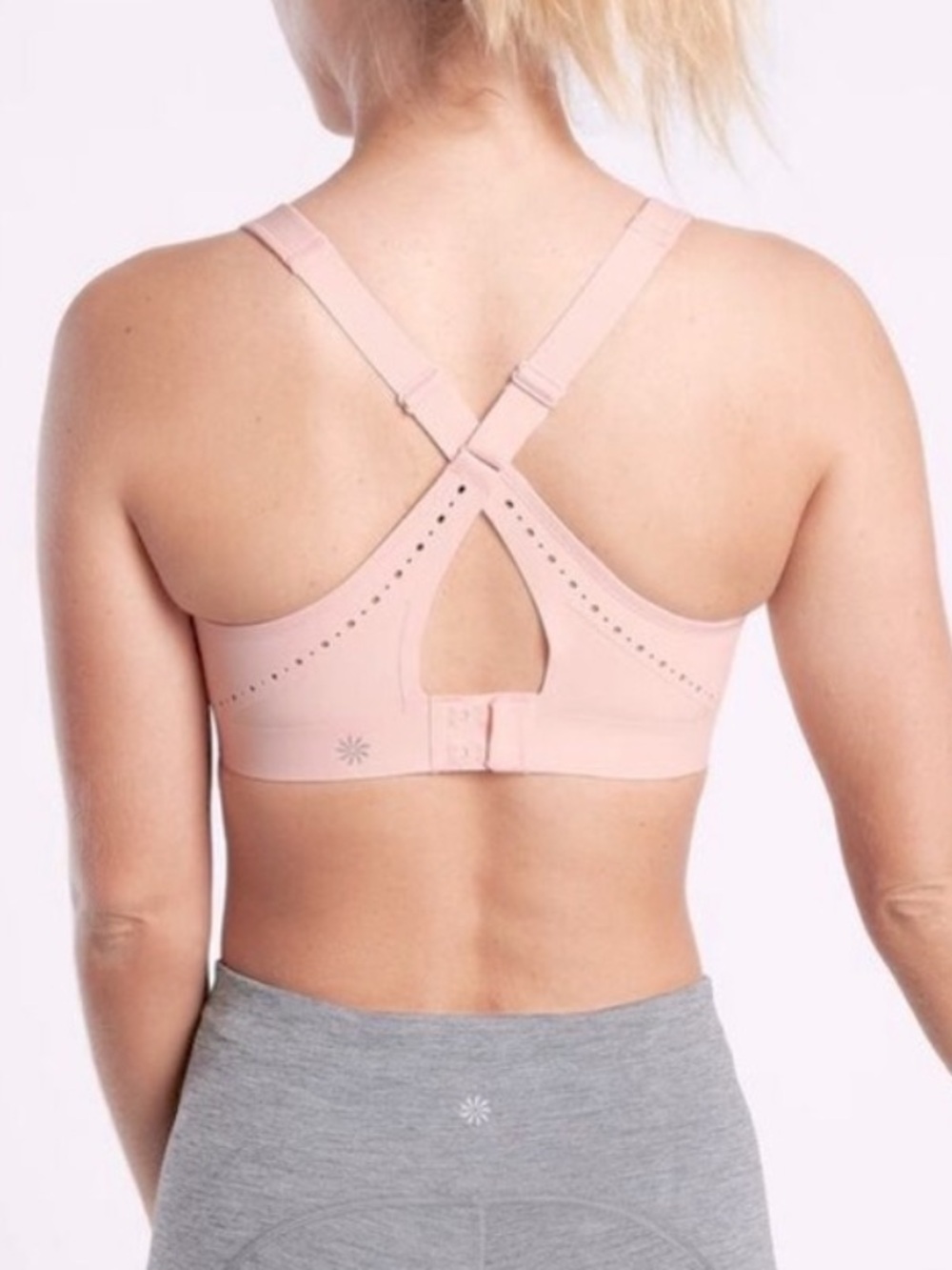 Athleta Phenomena High Impact Sports Bra Blush Pink 38DD Criss Cross Back - Picture 2 of 6